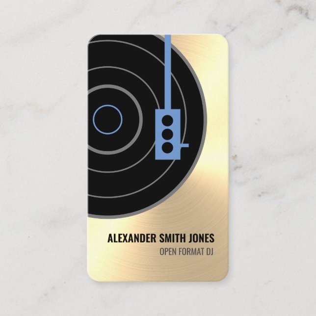 Professional Gold Faux DJ Business Card (Front)