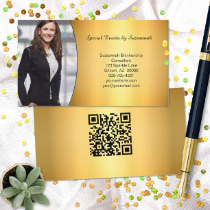 Professional Gold Flare Custom Photo QR Code Business Card