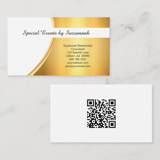 Professional Gold FlareCustom QR Code  Business Card (Front/Back)