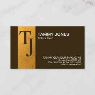 Professional Gold Foil Stripe Monogram Letters Business Card