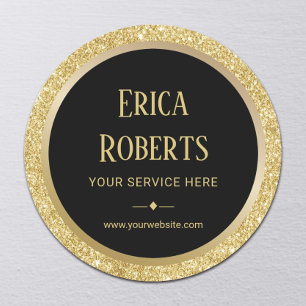 Professional Gold Glitter Border Modern Business Classic Round Sticker
