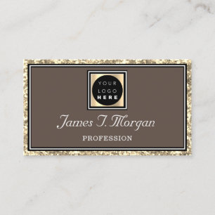 Professional Gold Glitter Frame Logo Skinny Coffee Business Card