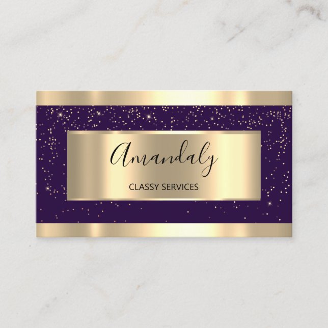 Professional Gold Hairdresser Event Planner Violet Business Card (Front)