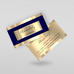 Professional  Gold Hairdresser Makeup Artist Navy Business Card