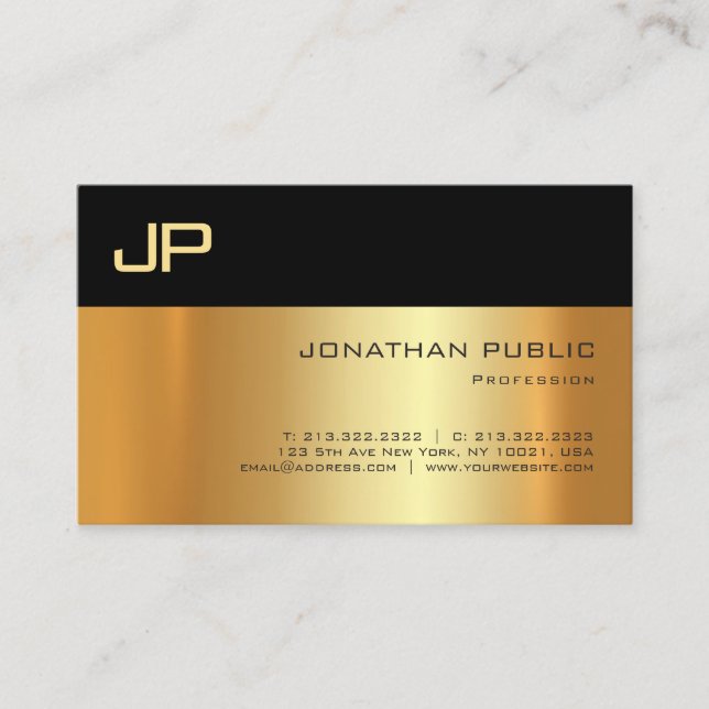 Professional Gold Light And Shadow Elegant Sleek Business Card (Front)