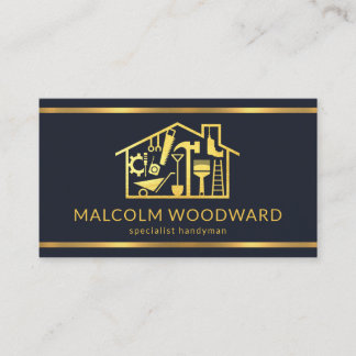 Professional Gold Lines Construction Home Business Card