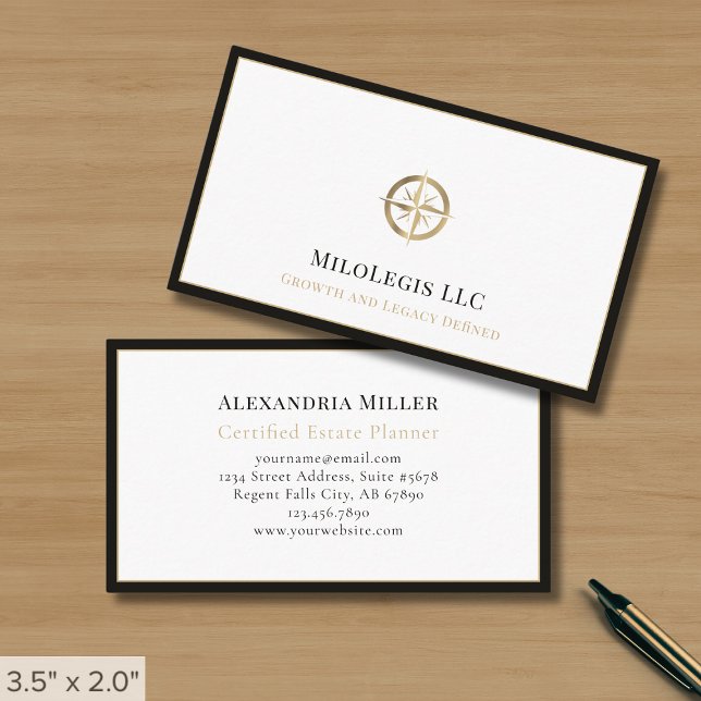 Professional Gold Logo Black Frame Business Card (Creator Uploaded)