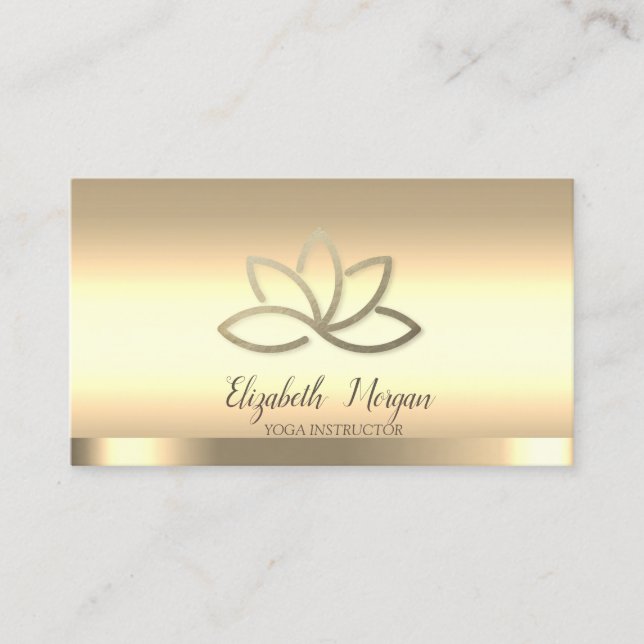 Professional Gold Lotus Flower Yoga Instructor  Business Card (Front)
