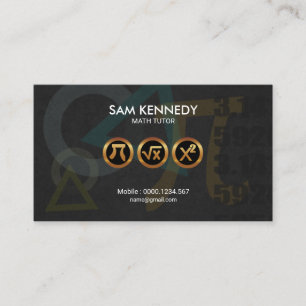 Professional Gold Math Symbols Icons Math Tutor Business Card