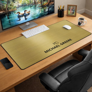 Professional Gold Metallic Monogram Desk Mat