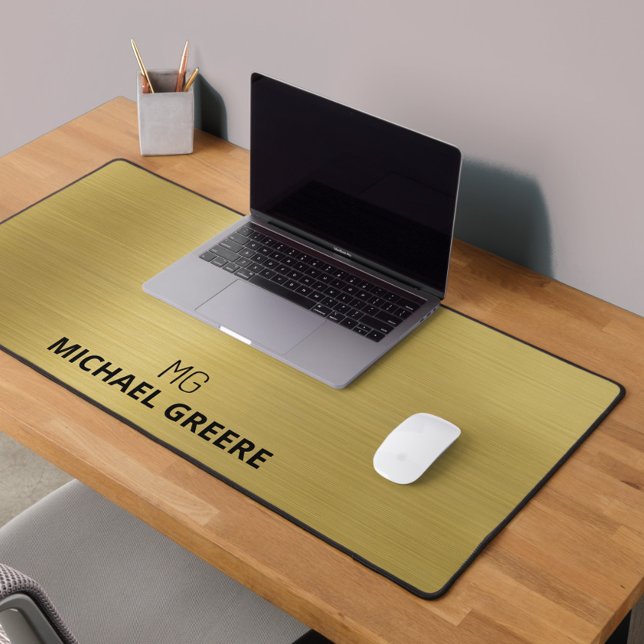 Professional Gold Metallic Monogram Desk Mat (Creator Uploaded)