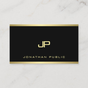 Professional Gold Monogram Glam Modern Elegant Business Card