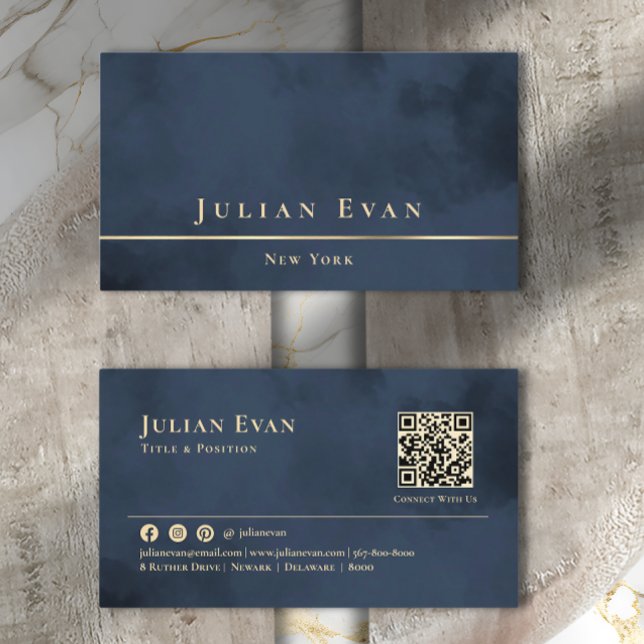 Professional Gold Navy Blue Luxury Business Card (Creator Uploaded)