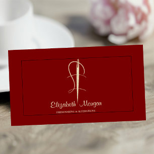  Professional,Gold Needle Sew Alterations Red Business Card