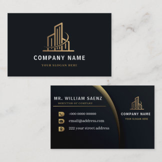 Professional Gold Real Estate Agent Logo Business Card