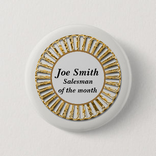 Professional Gold Salesman of the Month Name Tag 6 Cm Round Badge