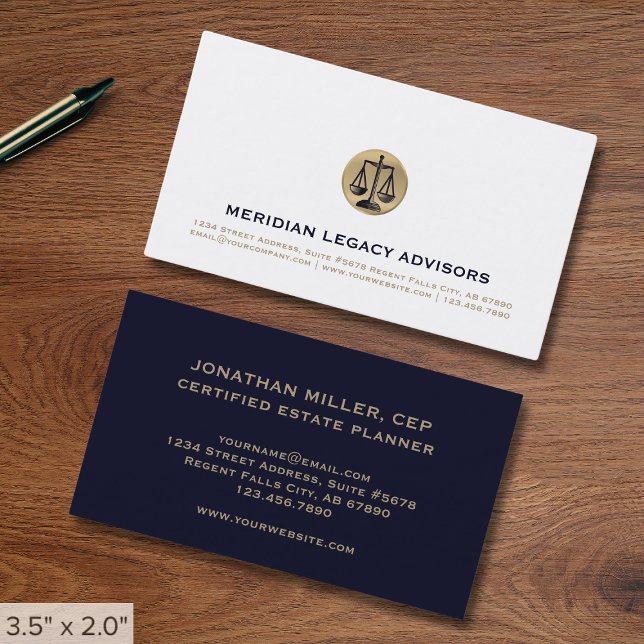 Professional Gold Scales of Justice Emblem Business Card (Creator Uploaded)