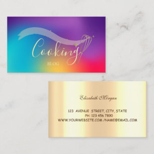 Professional,Gold Stars,Whisk,Cooking Holographic Business Card