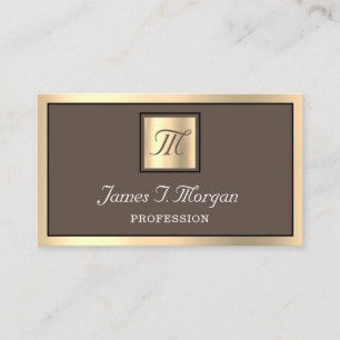 Professional Golden Coffee Framed Brown Monogram Business Card