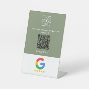 Professional Google Reviews QR Code Business Logo Pedestal Sign