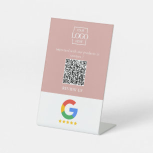 Professional Google Reviews QR Code Business Logo Pedestal Sign
