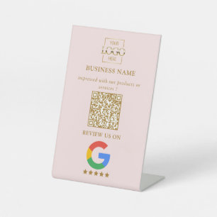 Professional Google Reviews QR Code Business Logo Pedestal Sign