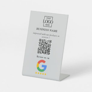 Professional Google Reviews QR Code Business Logo Pedestal Sign