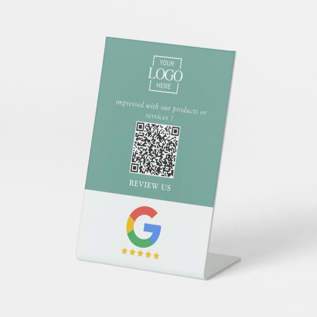 Professional Google Reviews QR Code Business Logo Pedestal Sign (Front)