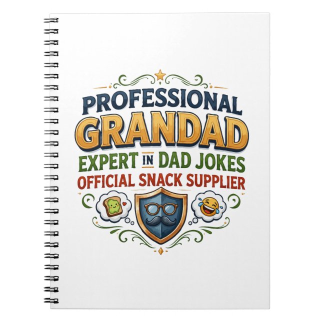 Professional Grandad Dad Jokes & Snacks Notebook (Front)