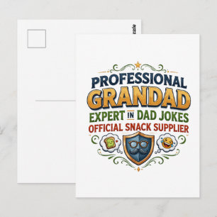 Professional Grandad Dad Jokes & Snacks Postcard