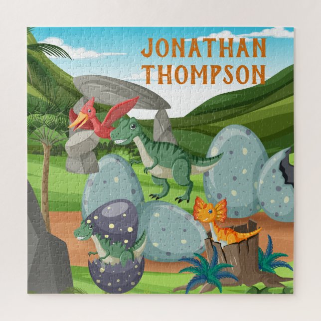 Professional graphic Monogram Jurassic blue green Jigsaw Puzzle (Vertical)