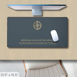 Professional Gray Gold Compass Logo Desk Mat