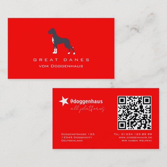 Professional Great Dane Business Card (Front/Back)