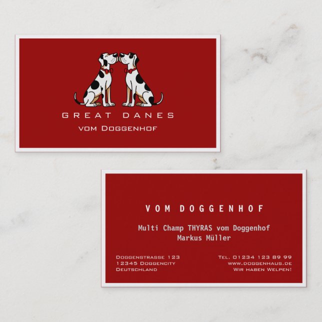 Professional Great Dane Business Card (Front/Back)