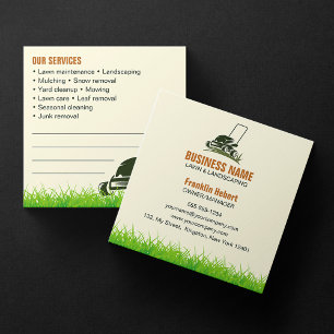 Professional Green Biege Lawncare Landscaping Mow Square Business Card