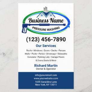 Professional Green Blue Pressure Washing Service Flyer