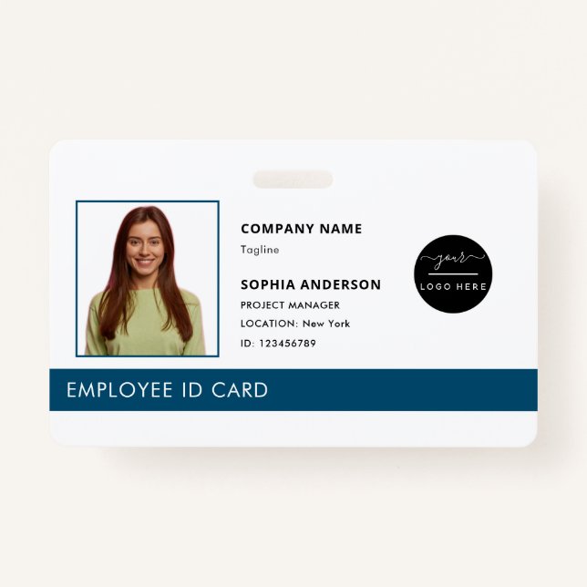 Professional Green Company Logo Employee Photo ID  ID Badge (Front)