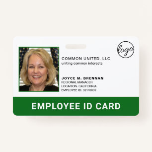 Professional Green Company Logo Employee Photo ID ID Badge