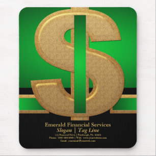 Professional Green Gold Dollar Financial Services Mouse Pad