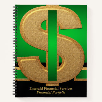Professional Green| Gold Dollar Financial Services Notebook