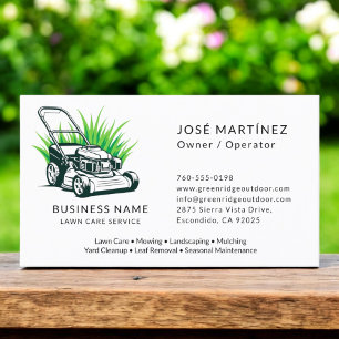 Professional Green Lawn Care and Service Business Card