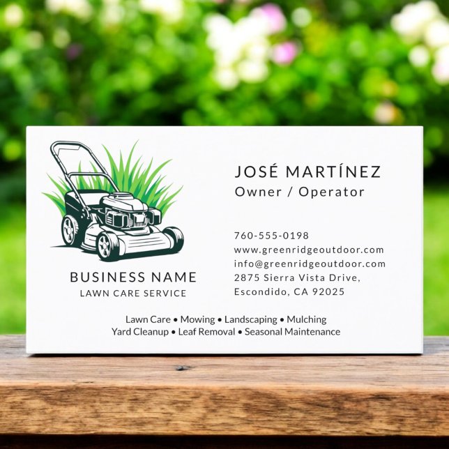 Professional Green Lawn Care and Service Business Card (Creator Uploaded)