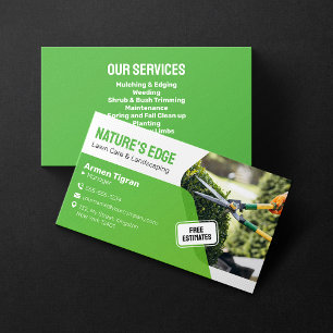 Professional Green Lawn Care, Landscaping Service Business Card