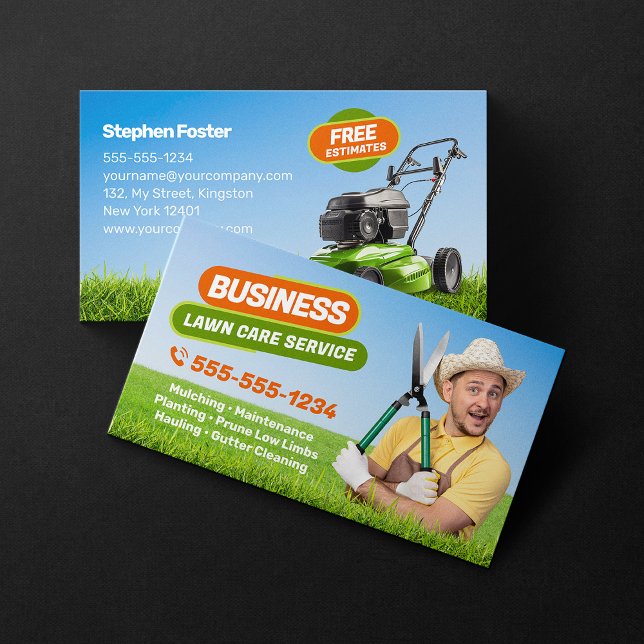 Professional Green Lawn care Lanscaping Mowing Business Card (Creator Uploaded)