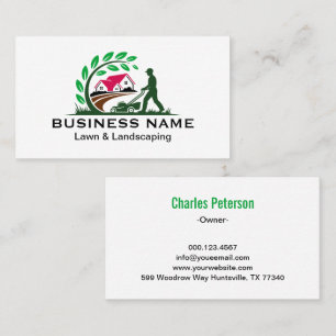 Professional Green Lawn Maintenance Services Business Card