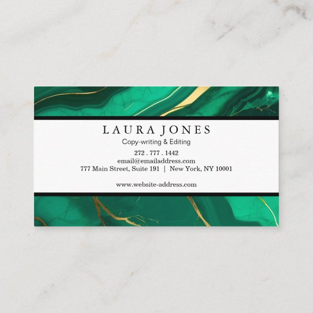 Professional Green Marble Business Card (Back)