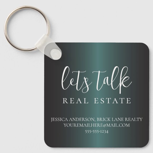 Professional Green Metallic Foil Real Estate  Key Ring (Front)