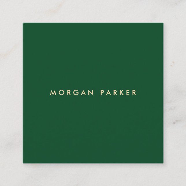 Professional Green  Modern Simple Square Business Card (Front)