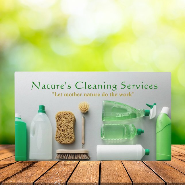 Professional Green Natural Cleaning Service Business Card (Creator Uploaded)