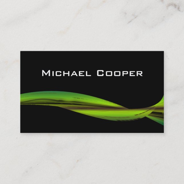 Professional Green Wave Business Card Black (Front)